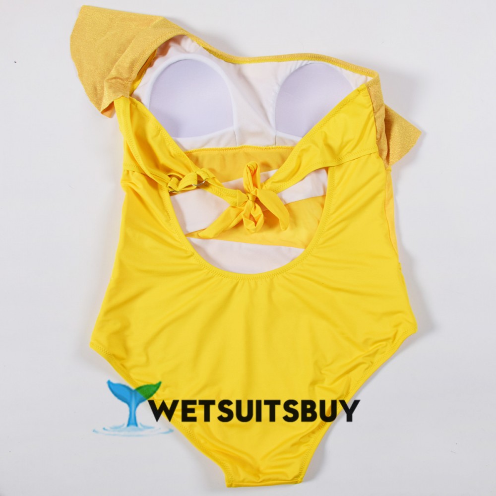 Yellow One Piece Womens Plus Size Swimsuit Bathing Suit High Neck ...